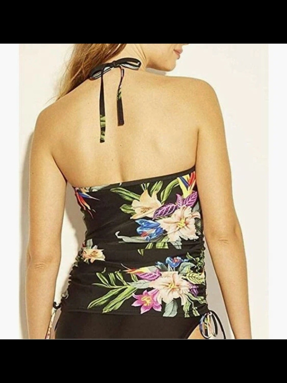Black Tropical Floral Swim Top BAY ONE GET ONE FREE $15 - Picture 6 of 10